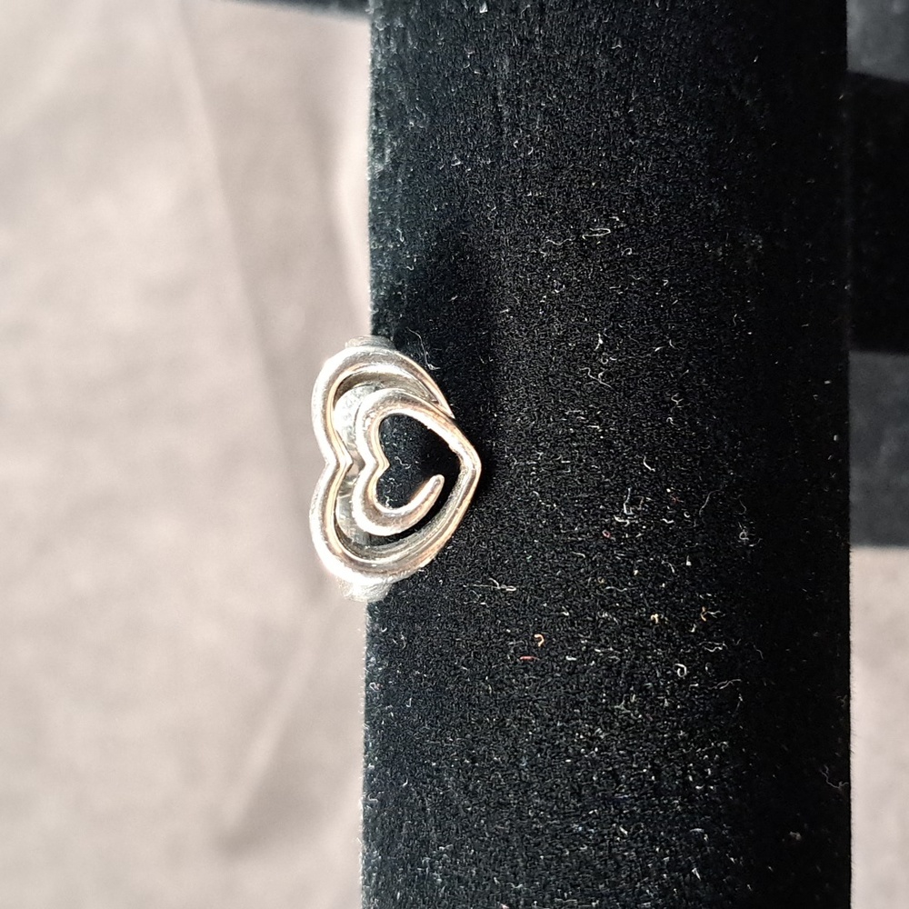 Sadye Vassil Marked 925 Sterling Silver Double Heart Mother and Child Ring VG 7